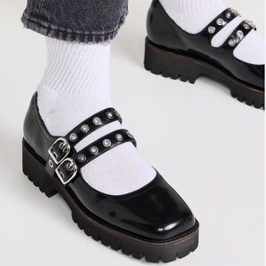 Intentionally Blank Black Leather Vero Mary Jane Flats Size 8